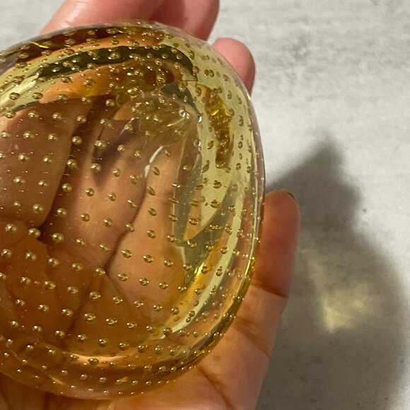 Vintage Mid-Century Alfredo Barbini Controlled Bubble Amber Trinket Dish 3"x1" - Picture 3 of 7